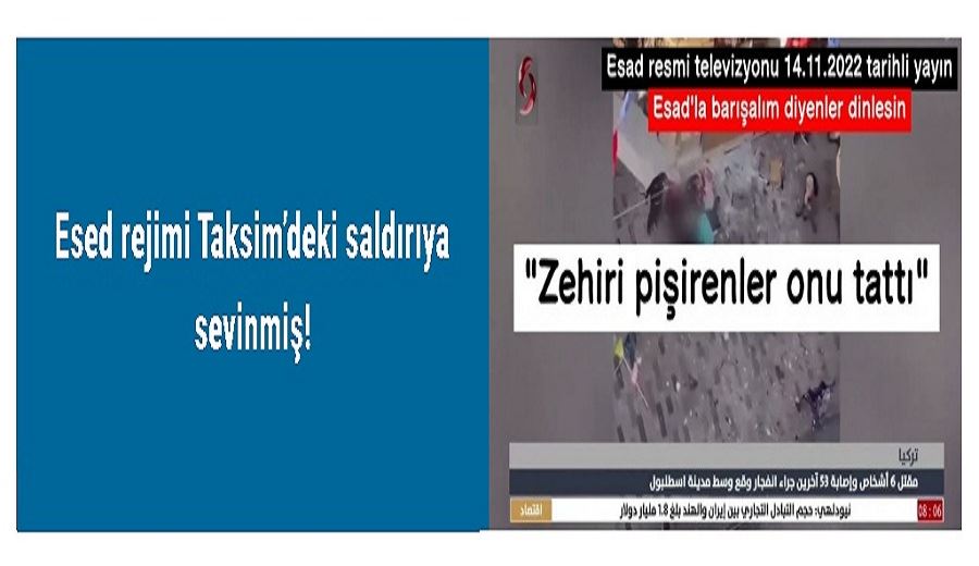Esed rejimi Taksim’deki saldırıya sevinmiş!