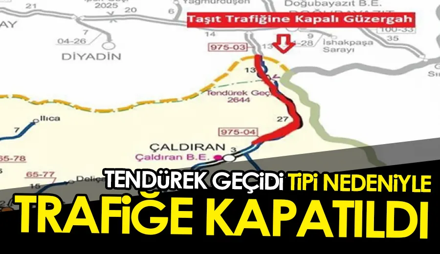 Tendürek Geçidi tipi nedeniyle trafiğe kapatıldı