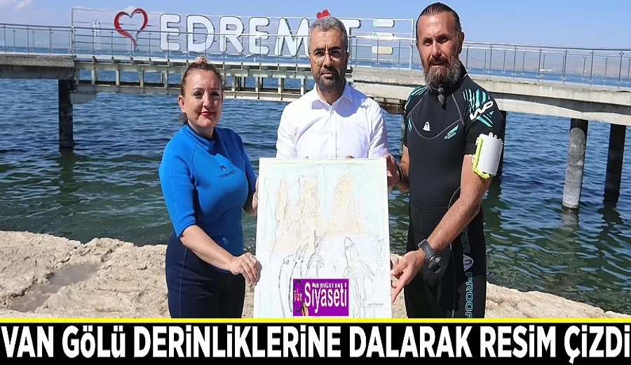 Van Gölü derinliklerine dalarak resim çizdi
