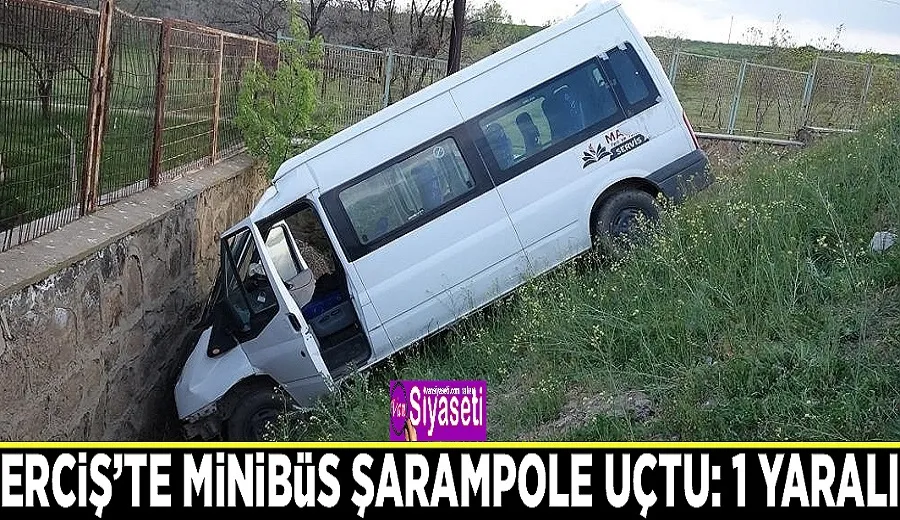 Erciş’te minibüs şarampole uçtu: 1 yaralı
