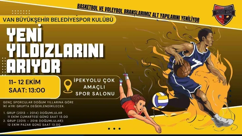  Van Büyükşehir Belediyespor Kulübü yeni yıldızlarını arıyor