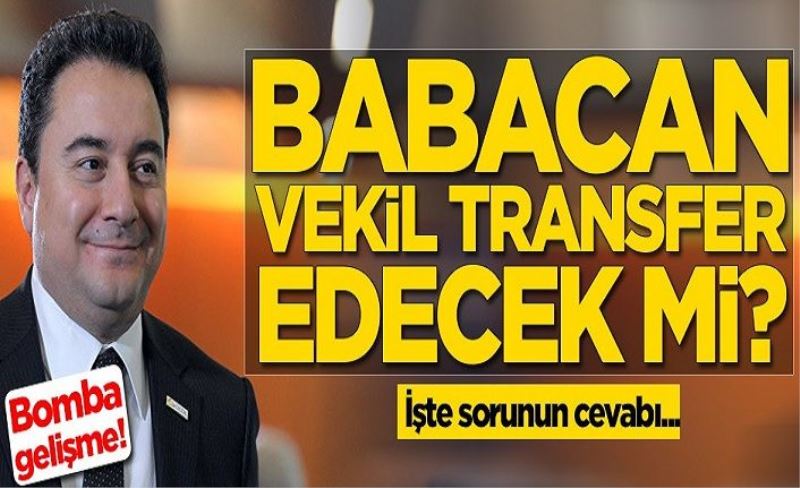 Ali Babacan vekil transfer edecek mi? İşte sorunun cevabı