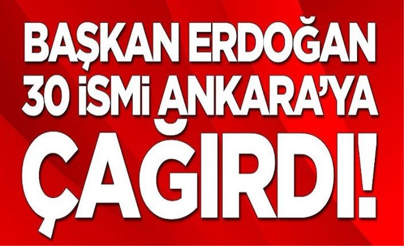 Başkan Erdoğan 30 ismi Ankara'ya çağırdı
