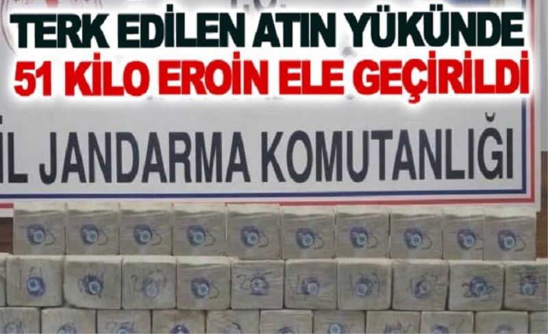 Terk edilen atın yükünde 51 kilo eroin ele geçirildi