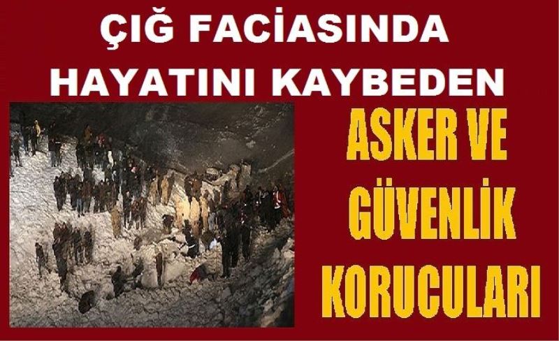 Van'daki çığ faciasında hayatını kaybeden güvenlik görevlileri