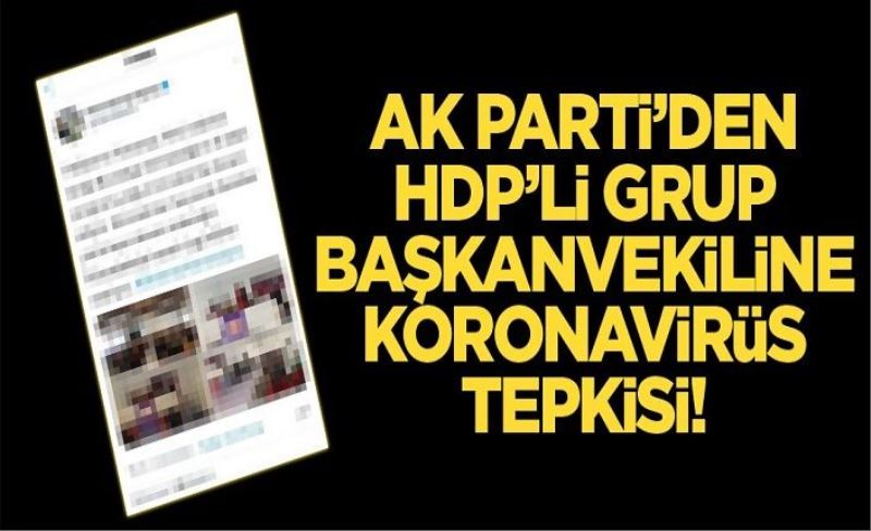 AK Parti’den HDP'li Grup Başkanvekiline koronavirüs tepkisi