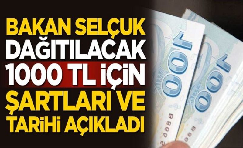 Bakan Selçuk, dağıtılacak 1000 TL için şartları açıkladı