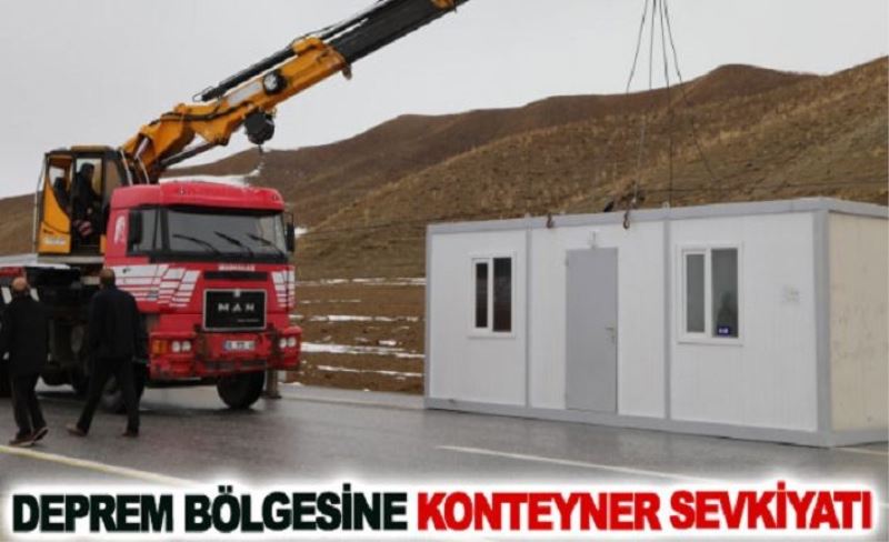 Deprem bölgesine konteyner sevkiyatı