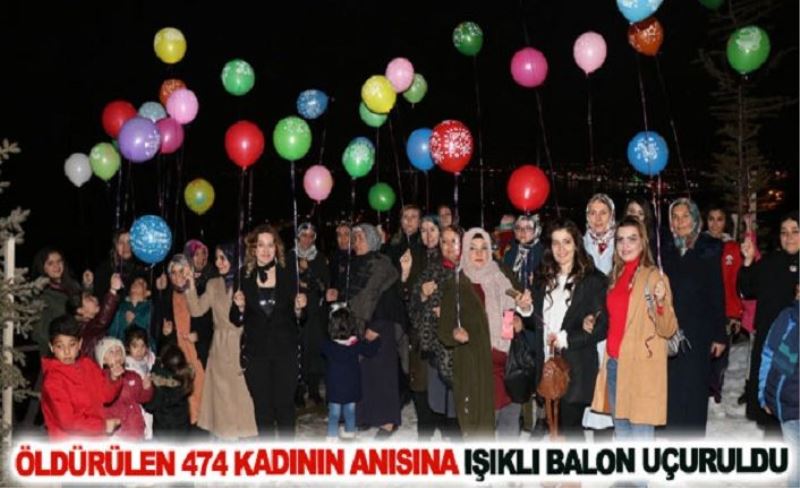 Öldürülen 474 kadının anısına ışıklı balon uçuruldu