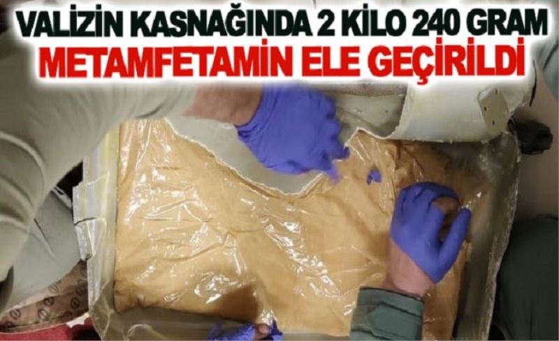 Valizin kasnağında 2 kilo 240 gram metamfetamin ele geçirildi