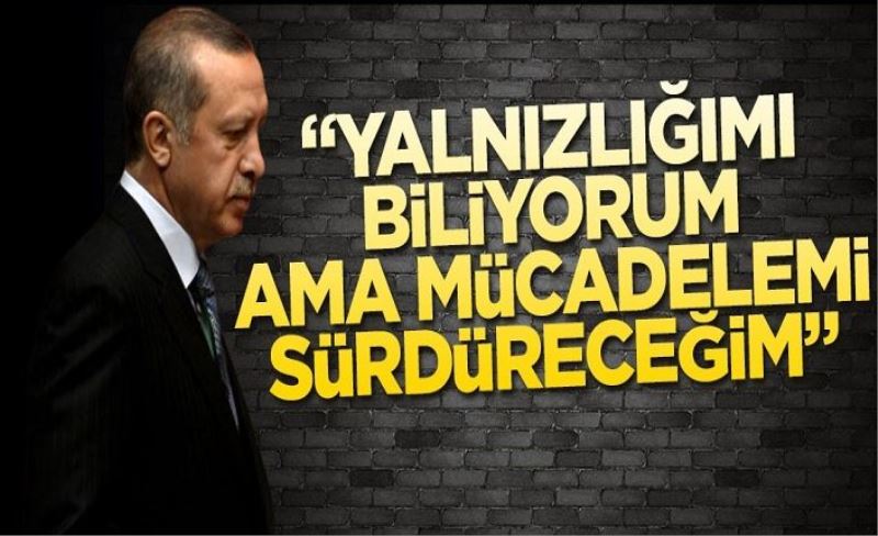 Erdoğan, "yalnızlığımı biliyorum ama mücadelemi sürdüreceğim"