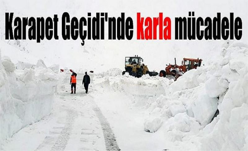 Nisan ayında 3 bin rakımlı Karapet Geçidi'nde karla mücadele