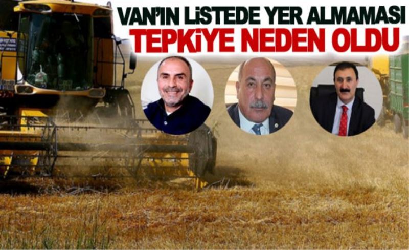 Van’ın listede yer almaması tepkiye neden oldu