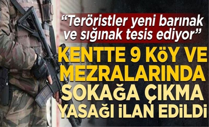 9 köy ve mezralarında sokağa çıkma yasağı ilan edildi! “PKK'lılar yeni barınak ve sığınak tesis ediyor”