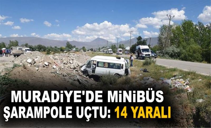 Muradiye'de, minibüs şarampole uçtu: 14 yaralı
