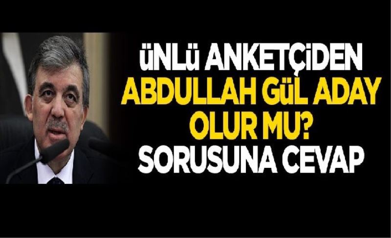 Ünlü anketçiden 'Abdullah Gül aday olur mu?' sorusuna cevap