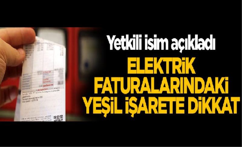 Yetkili isim açıkladı: Elektrik faturalarındaki yeşil işarete dikkat