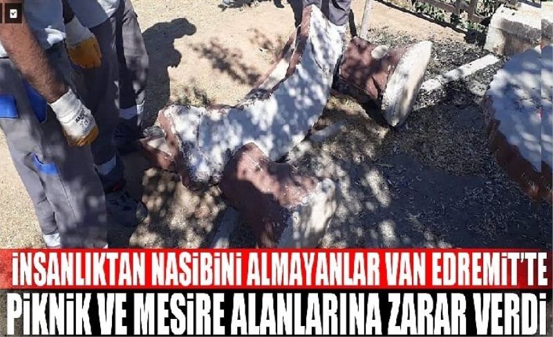 İnsanlıktan nasibini almayanlar Van Edremit’te piknik ve mesire alanlarına zarar verdi