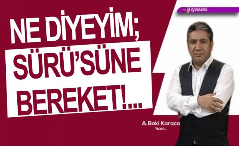 NE DİYEYİM; SÜRÜ’SÜNE BEREKET!...