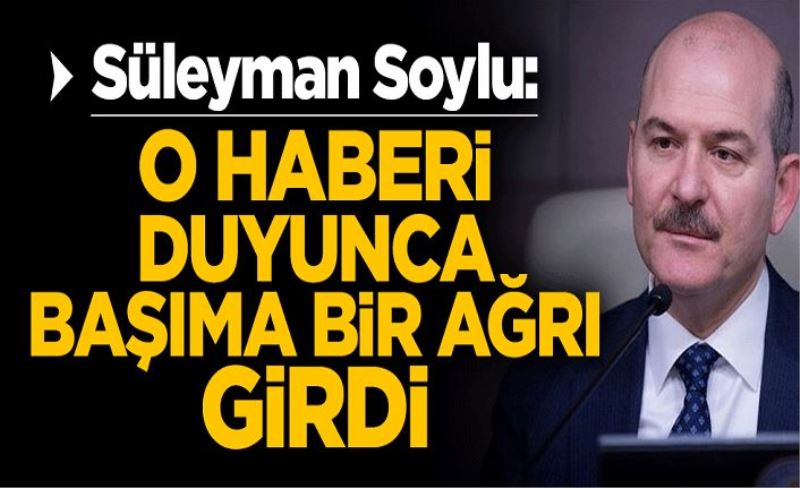 Bakan Soylu: O haberi duyunca başıma bir ağrı girdi