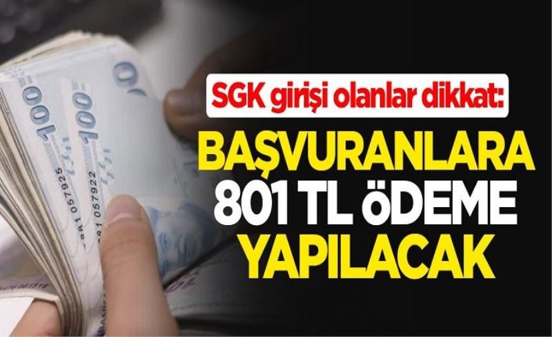 SGK girişi olanlar dikkat: Başvuranlara 801 TL ödeme yapılacak