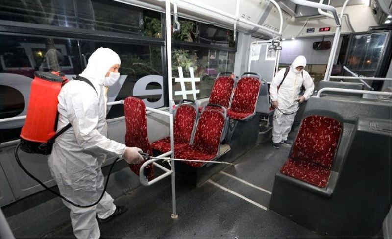 Toplu taşıma araçlarının dezenfekte çalışmaları sürüyor