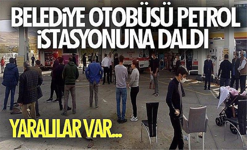 Belediye otobüsü petrol istasyonuna daldı: 10 yaralı