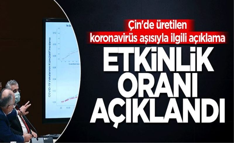 Çin'de üretilen koronavirüs aşısıyla ilgili açıklama! Etkinlik oranı açıklandı