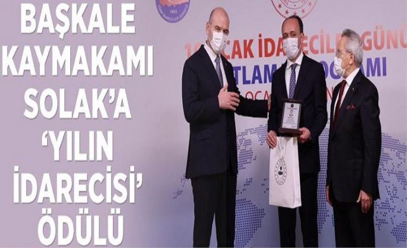 Başkale Kaymakamı Solak’a ‘yılın idarecisi’ ödülü