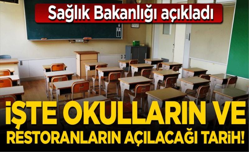 İşte okulların ve restoranların açılacağı tarih!