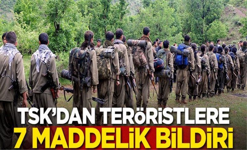 TSK'dan teröristlere 7 maddelik bildiri