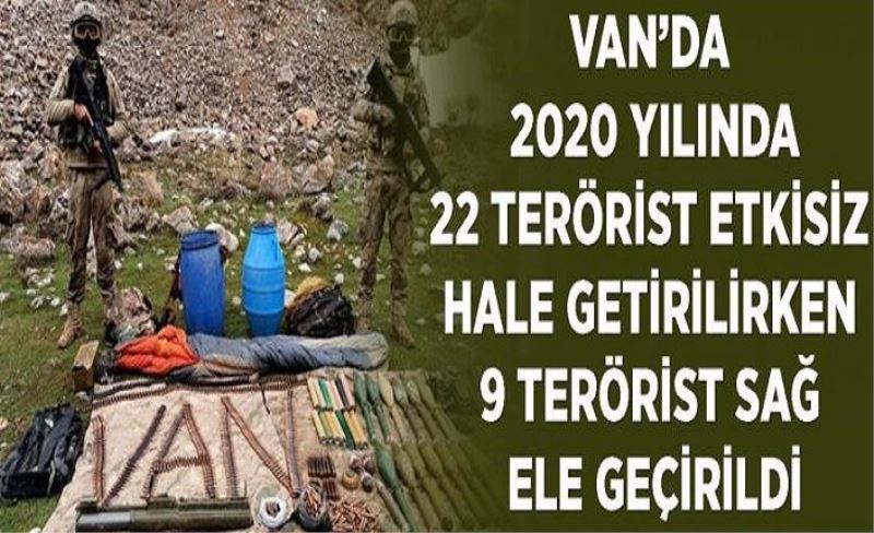 Van’da 2020 yılında 22 terörist etkisiz hale getirilirken 9 terörist sağ ele geçirildi