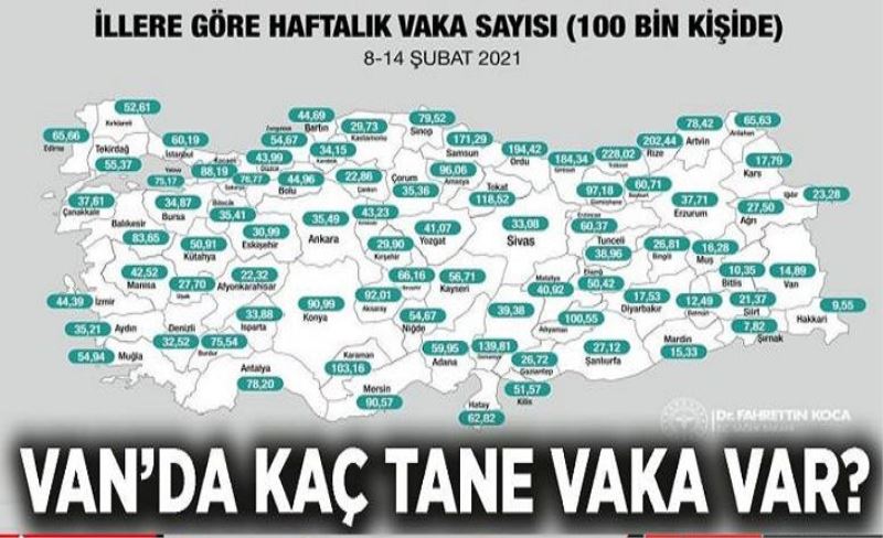 Van’da kaç tane vaka var?