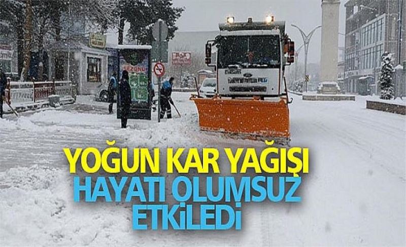 Yoğun kar yağışı hayatı olumsuz etkiledi.