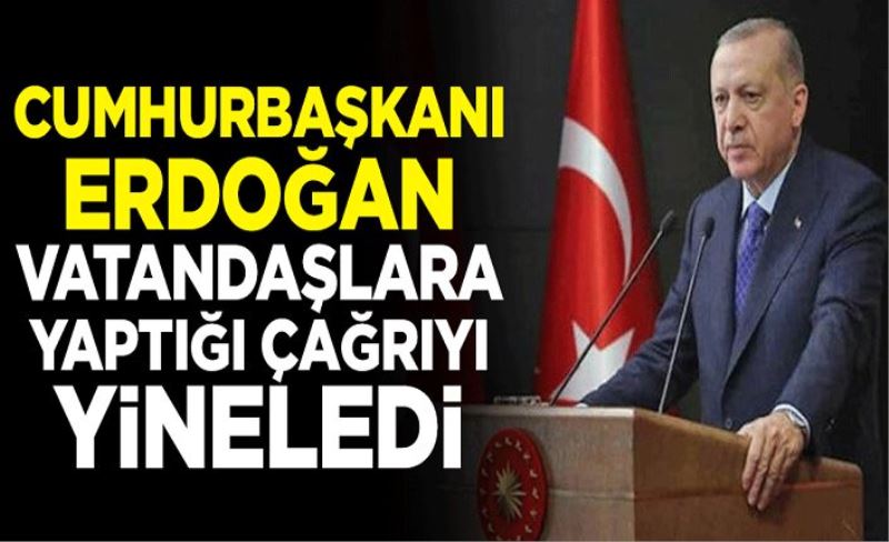 Cumhurbaşkanı Erdoğan, vatandaşlara yaptığı çağrıyı yineledi