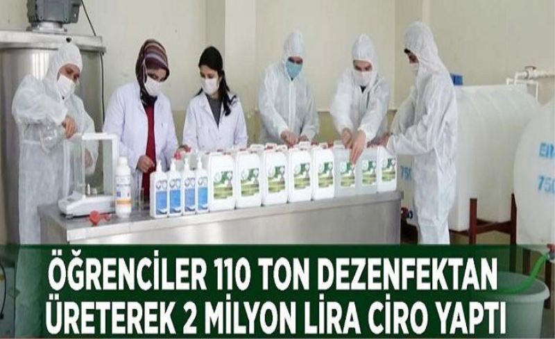 Erciş’teki öğrenciler 110 ton dezenfektan üreterek 2 milyon lira ciro yaptı