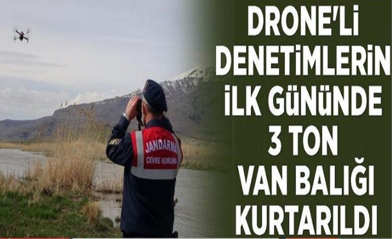 Drone'li denetimlerin ilk gününde 3 ton Van Balığı kurtarıldı