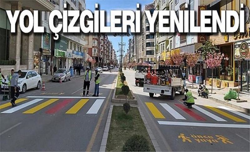 Sokağa çıkma kısıtlamasında yol çizgileri yenilendi