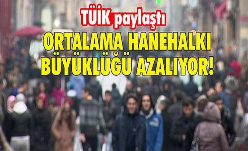 Ortalama hanehalkı büyüklüğü azalıyor