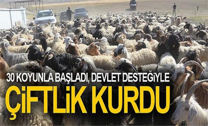 30 koyunla başladı, devlet desteğiyle çiftlik kurdu