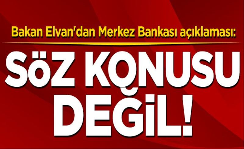 Bakan Elvan'dan Merkez Bankası açıklaması: Söz konusu değil