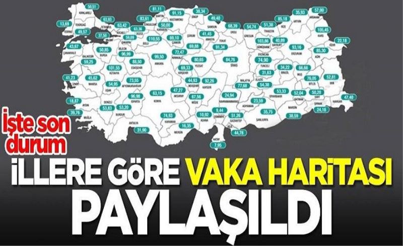 İllere göre koronavirüs vaka haritası paylaşıldı