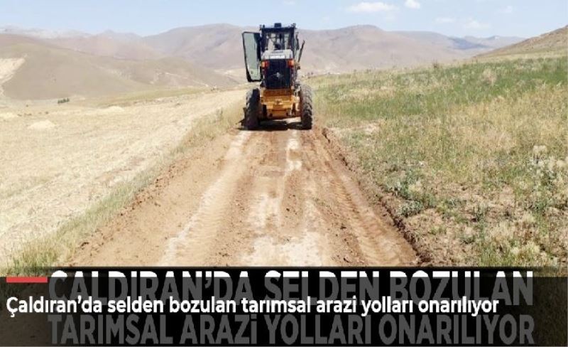 Çaldıran’da selden bozulan tarımsal arazi yolları onarılıyor