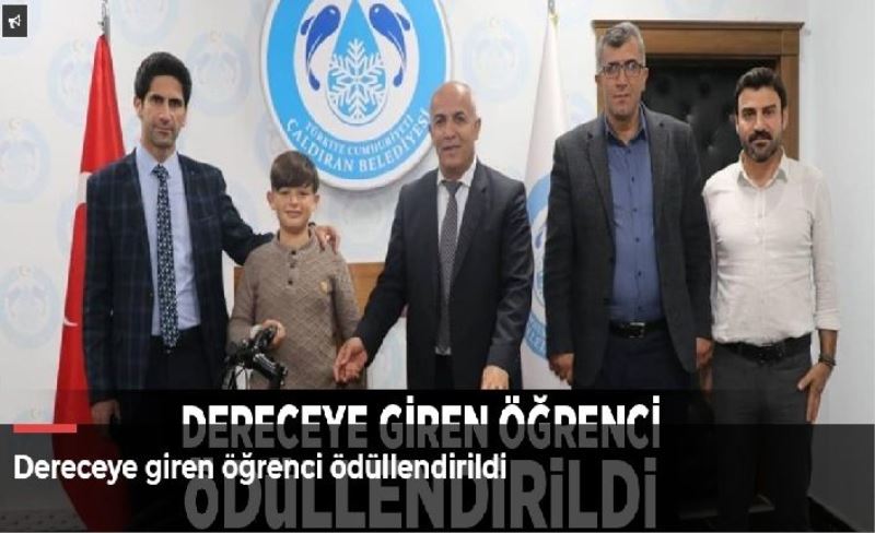 Dereceye giren öğrenci ödüllendirildi