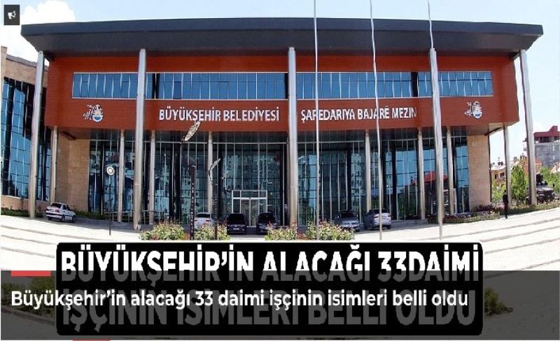 Büyükşehir’in alacağı 33 daimi işçinin isimleri belli oldu