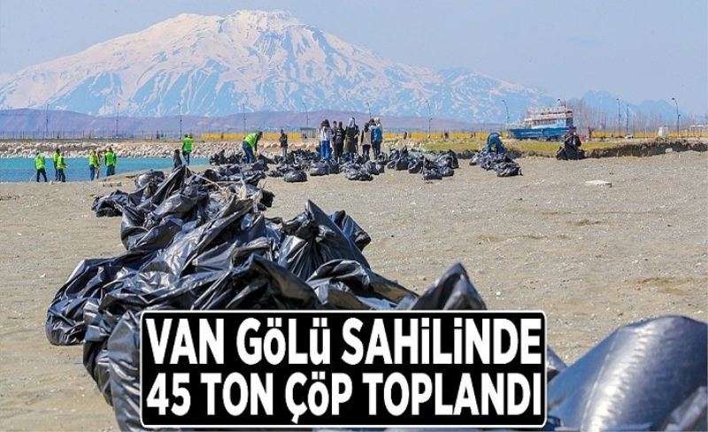 Van Gölü sahilinde 45 ton çöp toplandı