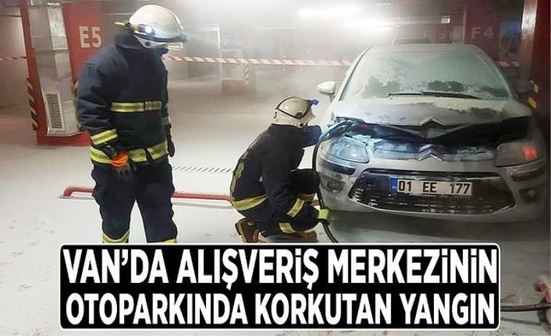 Alışveriş merkezinin otoparkında korkutan yangın