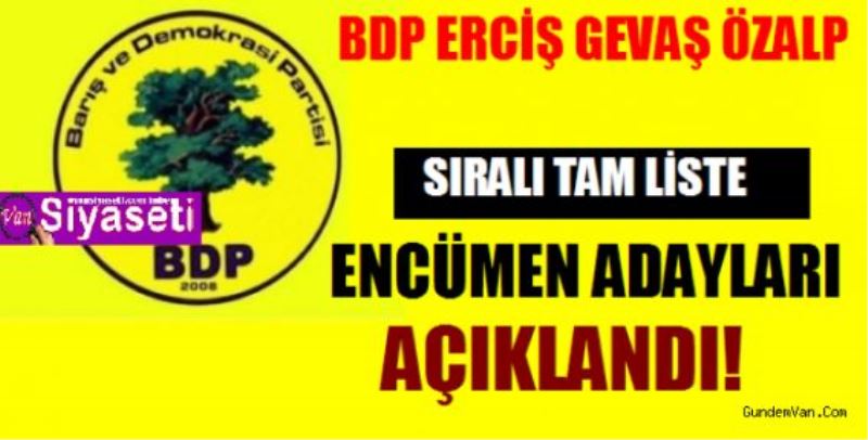 Erciş, Özalp ve Gevaş BDP Encümen Listesi Açıklandı