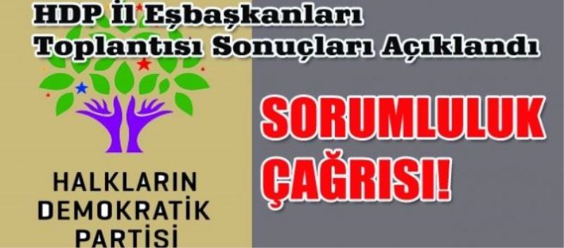 HDP İl Eşbaşkanları Toplantısı Sonuçları açıklandı SORUMLULUK ÇAĞRISI!