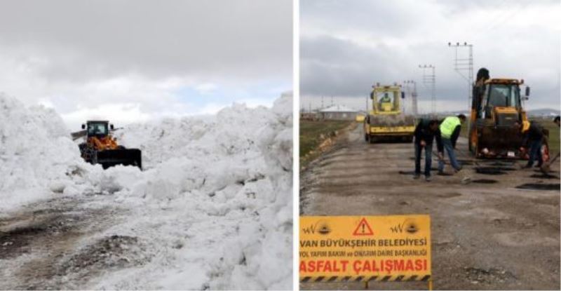 Hem karla mücadele hem asfalt çalışmaları…